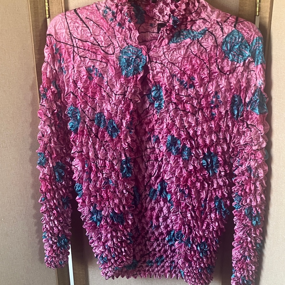 FINAL MARKDOWN Pink and Blue Textured Women's blouse